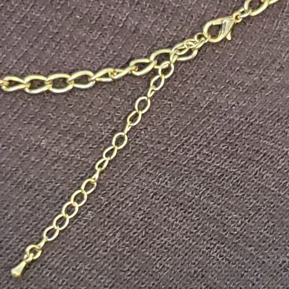 Vintage goldtone statement necklace with gold "spoons" and clear rhinestones - Picture 4 of 6
